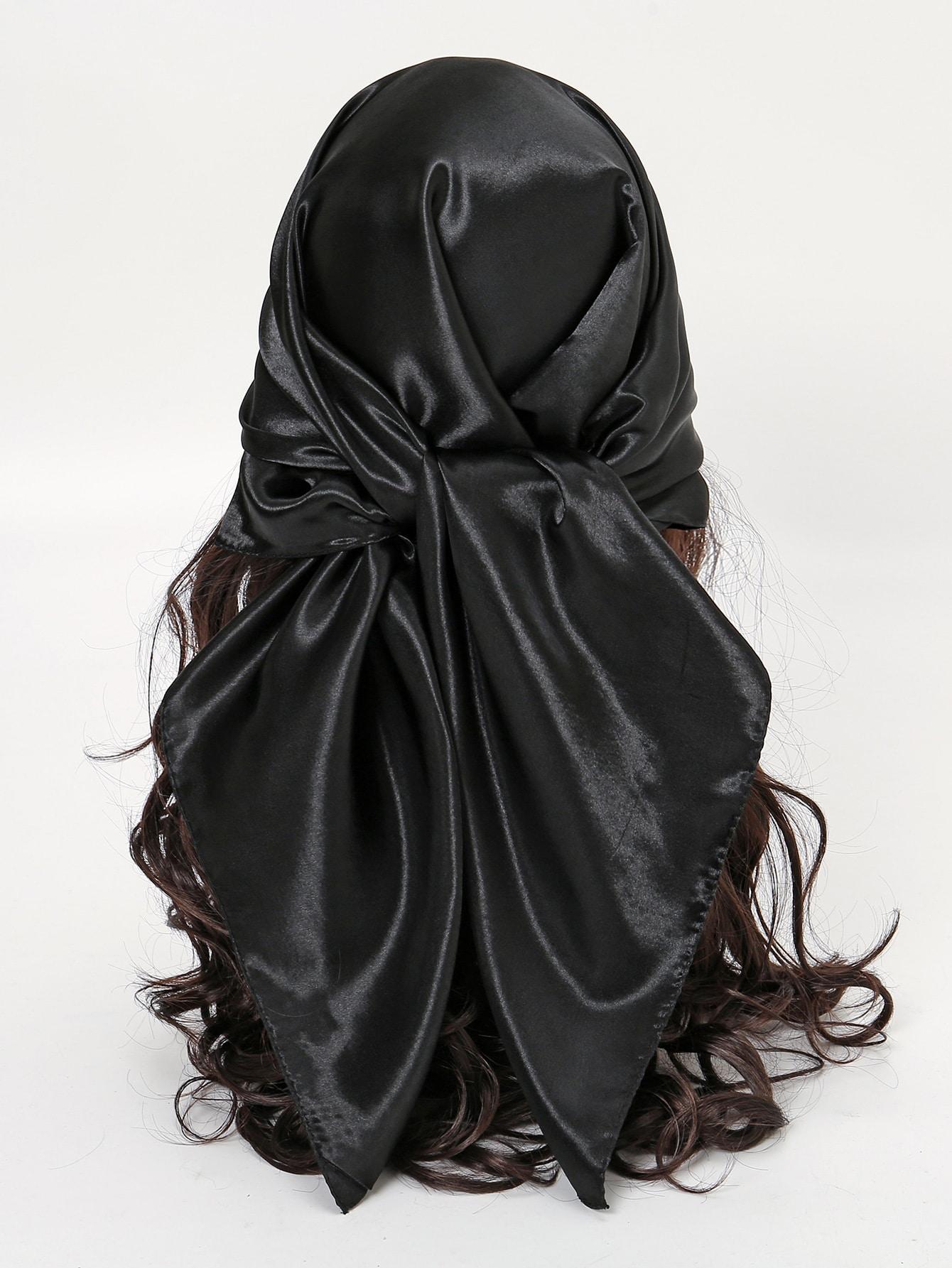 SHEIN CZARNA SATYNOWA CHUSTA S07__90X90CM