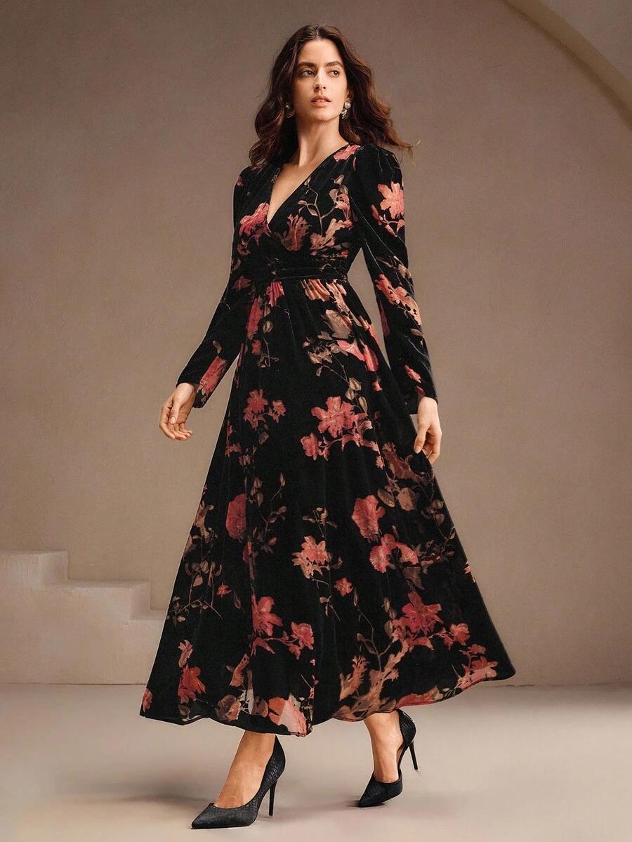 ANEWSTA MAXI SUKIENKA WZÓR KWIATY S06__L