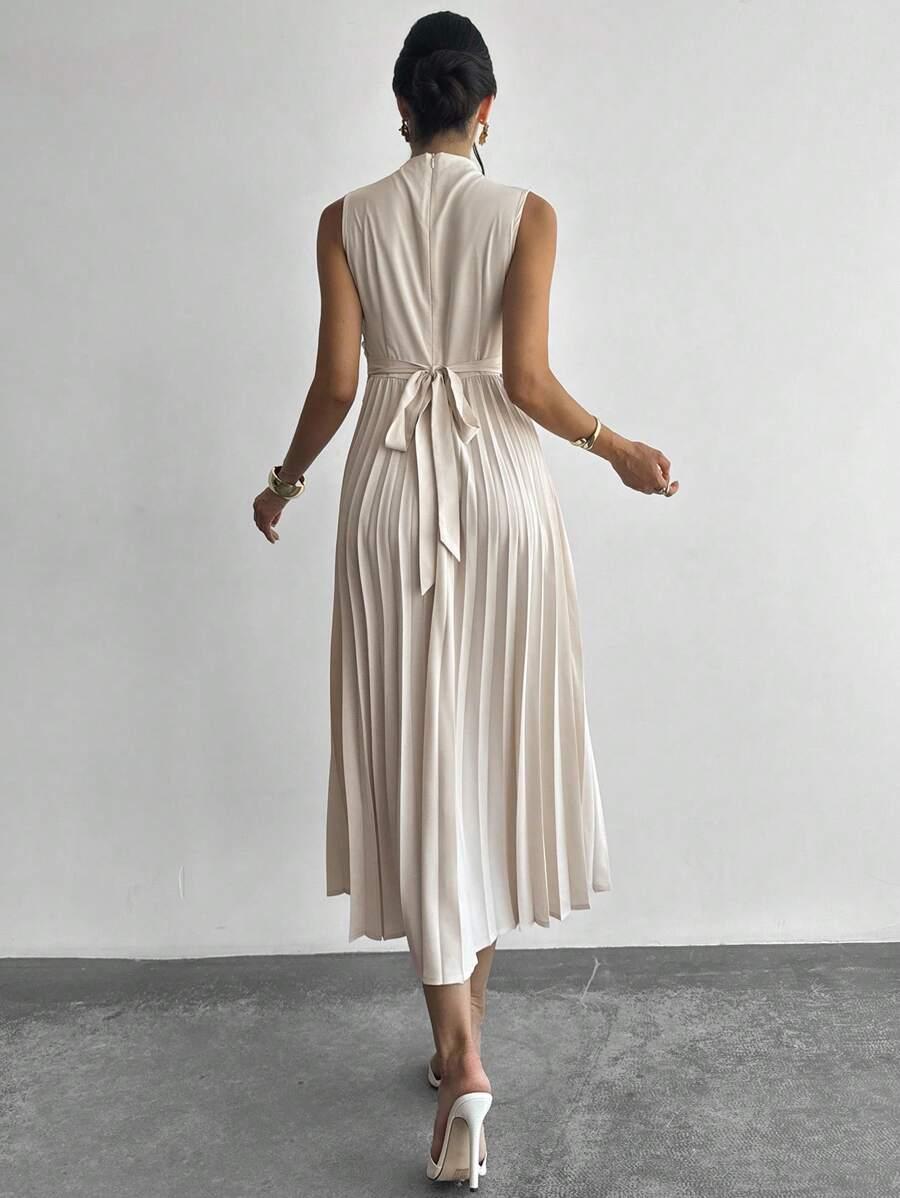 SHEIN BEŻOWA MIDI SUKIENKA S06__S