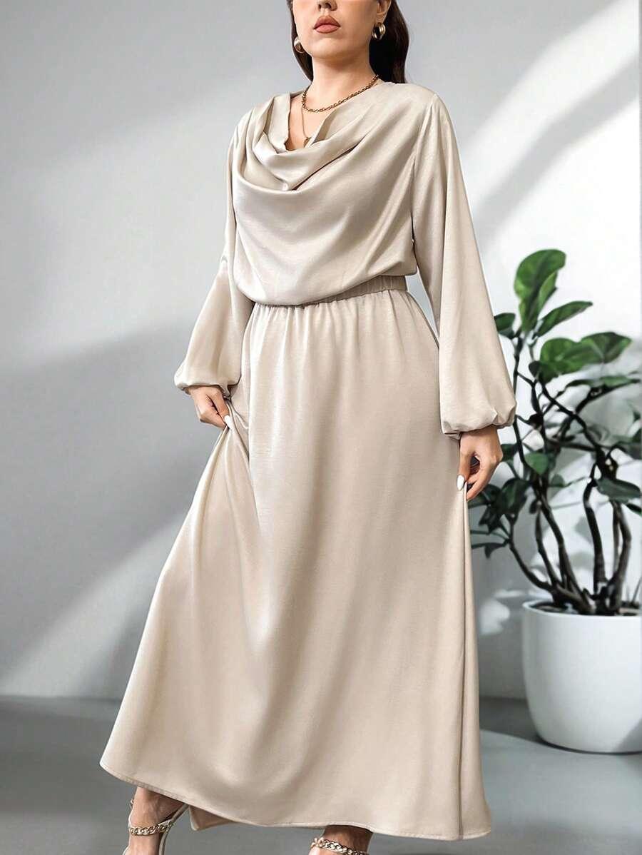 SHEIN KREMOWA MAXI SUKIENKA DŁUGI RĘKAW S06__52