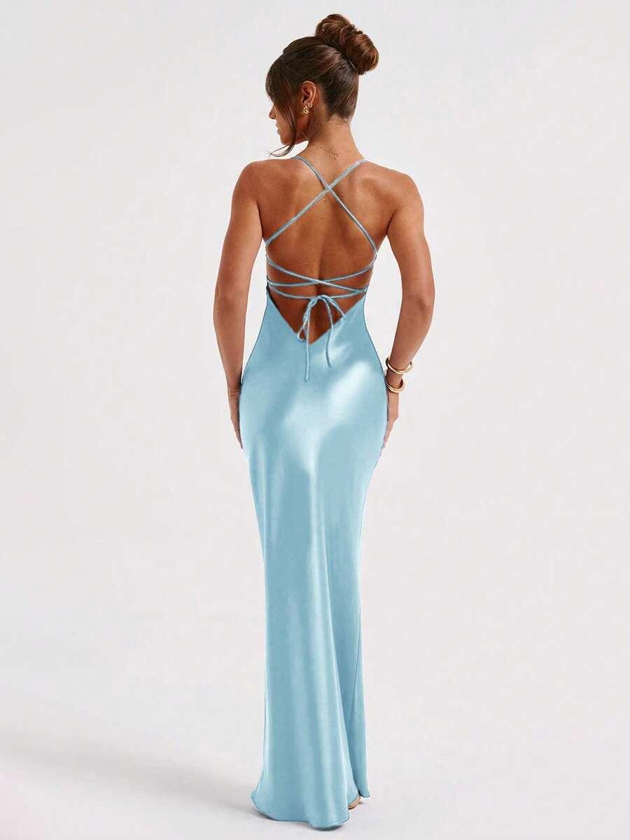 SHEIN NIEBIESKA MAXI SUKIENKA S06__S