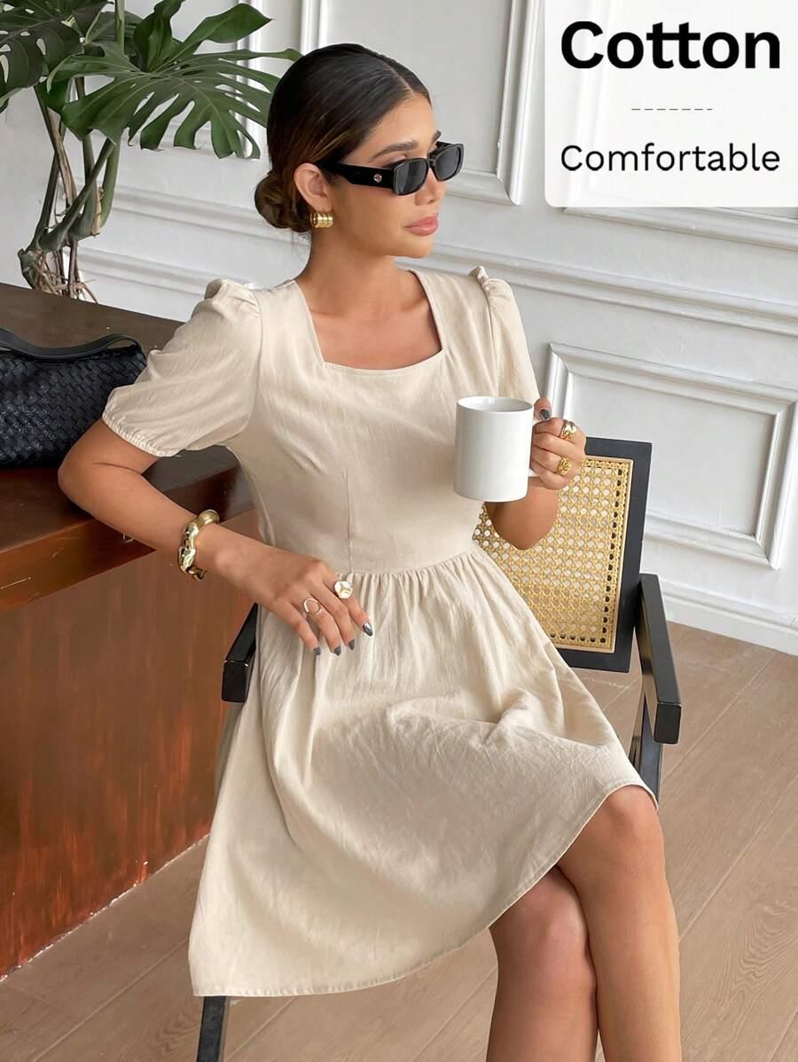 SHEIN BEŻOWA MINI SUKIENKA WIĄZANIE S06__M