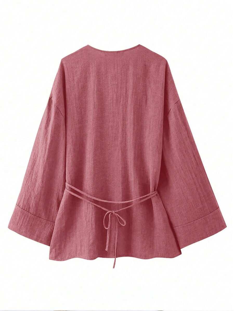 SHEIN RÓŻOWA BLUZKA DŁUGI RĘKAW S06__L