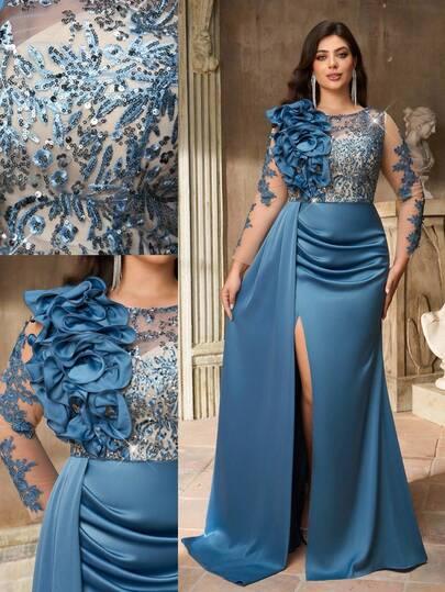 SHEIN NIEBIESKA MAXI SUKIENKA S06__48
