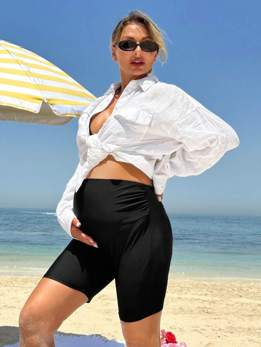 SHEIN CZARNE SPODENKI CIĄŻOWE S06__L
