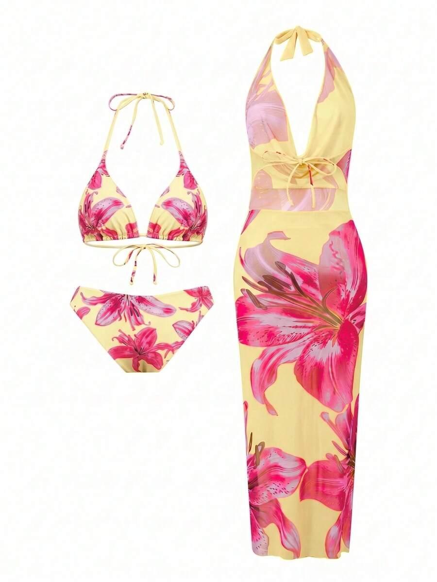 SHEIN DWUCZĘŚCIOWY STRÓJ KĄPIELOWY SUKIENKA KOMPLET S09__S