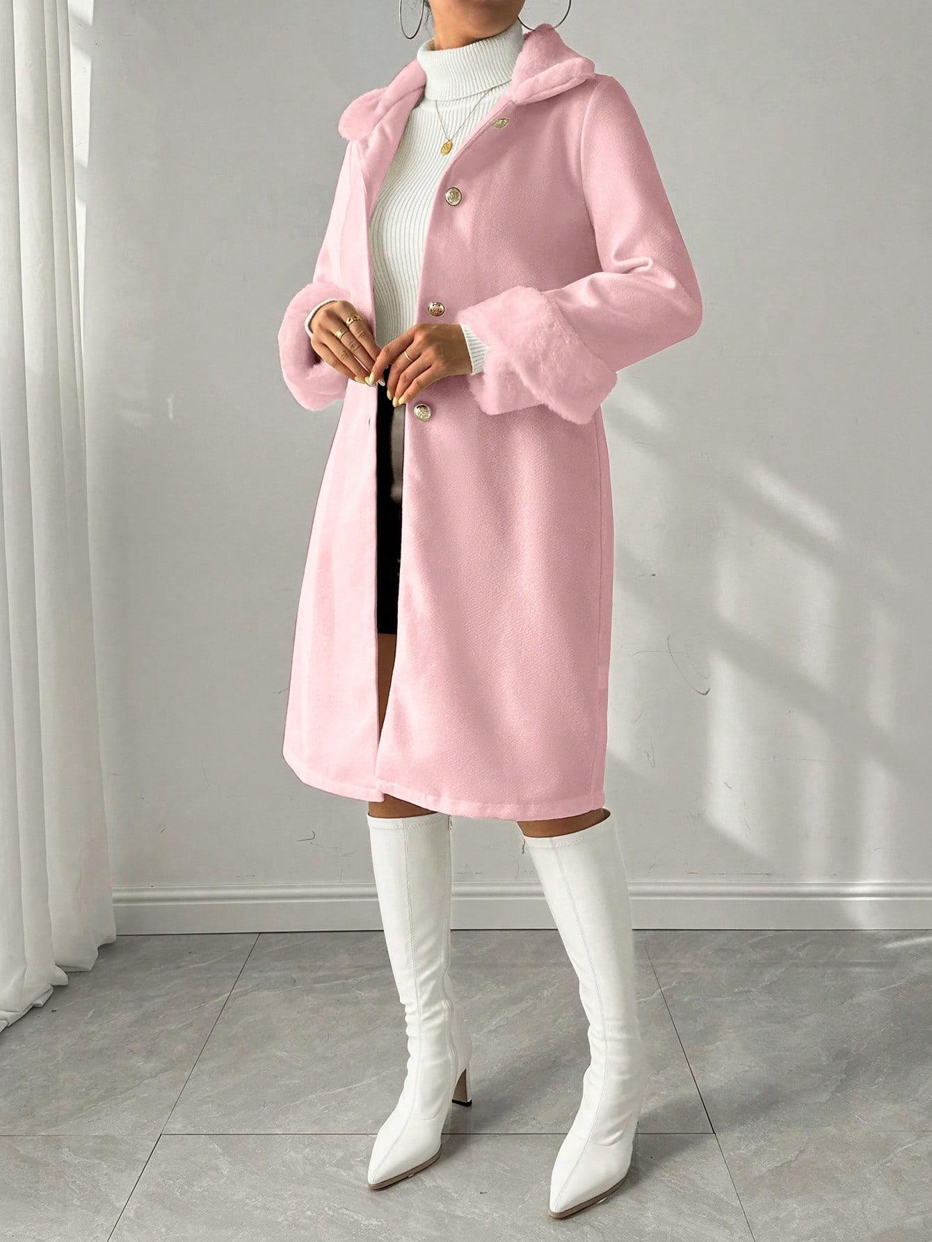 SHEIN RÓŻOWY KLASYCZNY PŁASZCZ W01__M