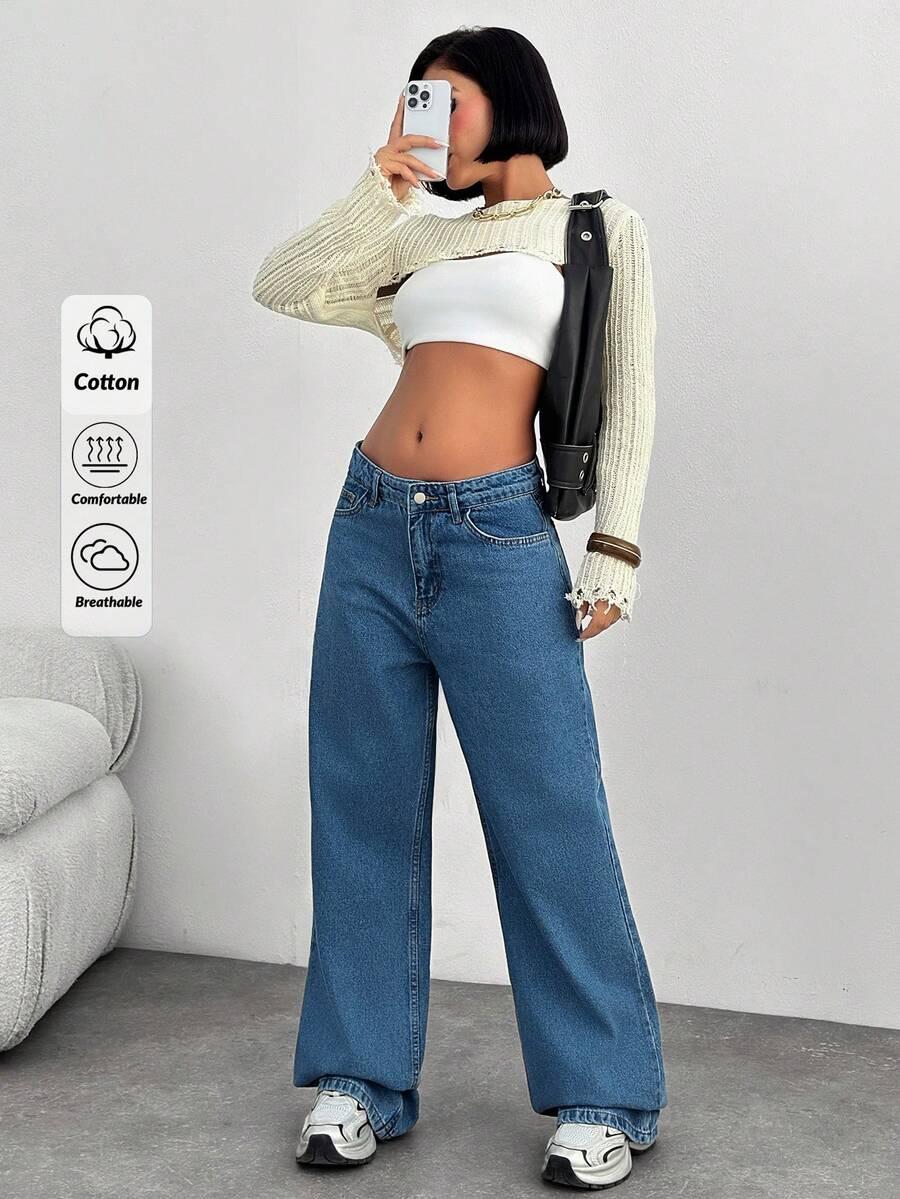 SHEIN LUŹNE SPODNIE JEANS S06__XS