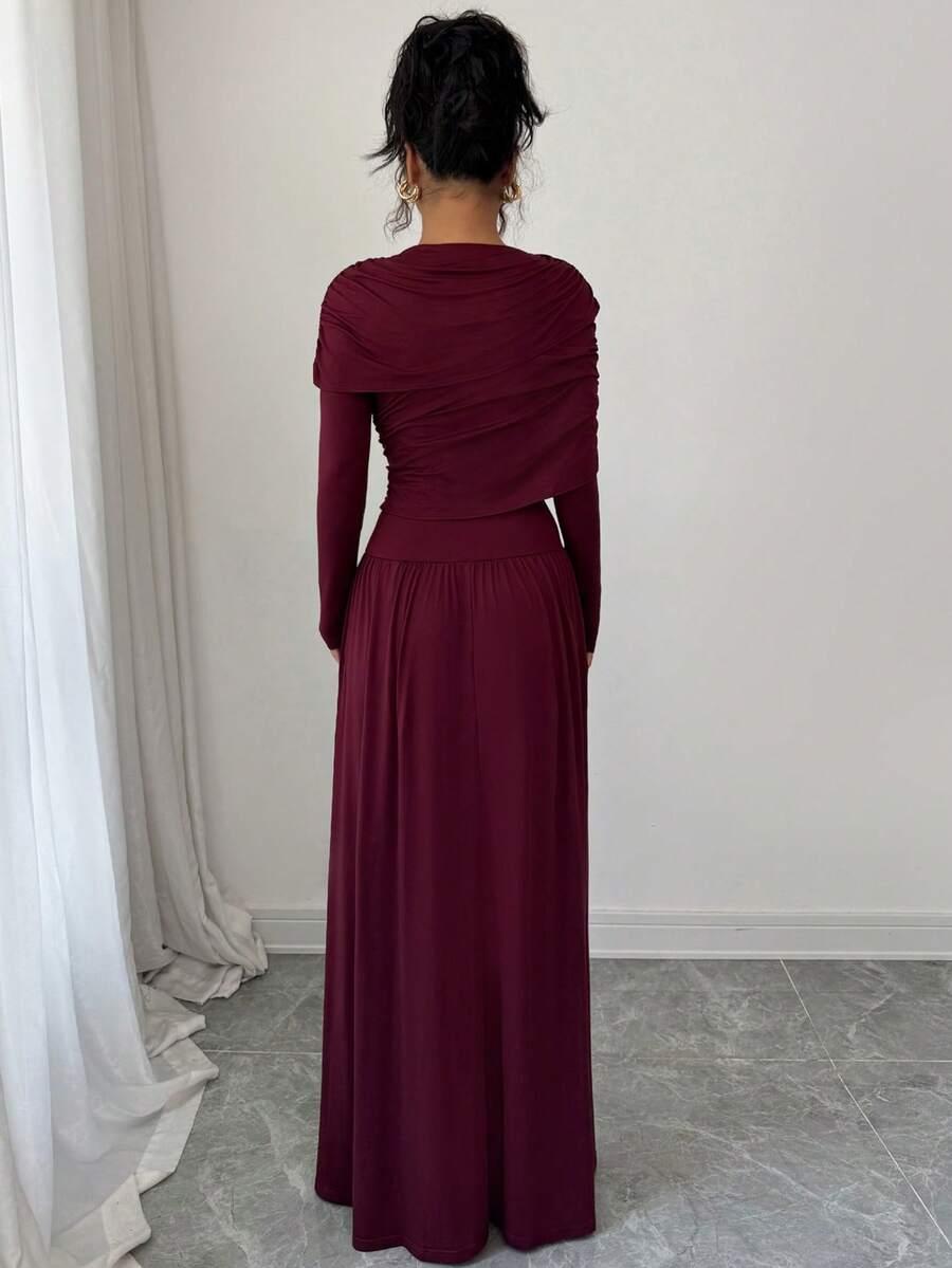 SHEIN BORDOWA MAXI SUKIENKA S06__S