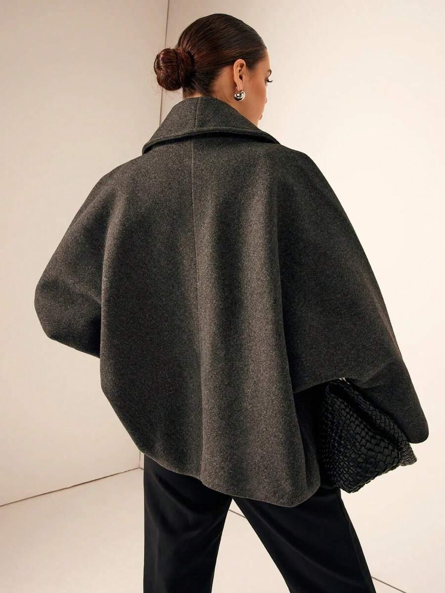 SHEIN SZARY KLASYCZNY PŁASZCZ W01__L