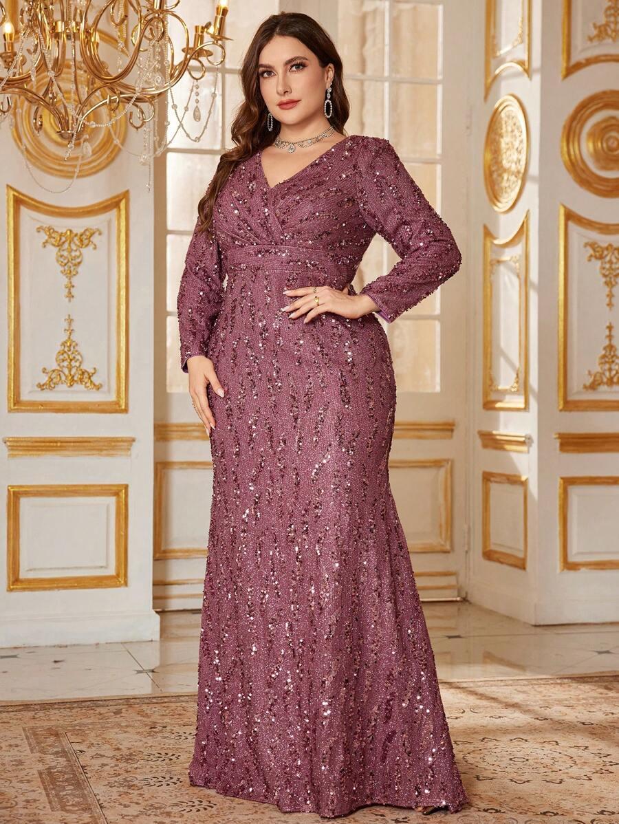 SHEIN MAXI SUKIENKA Z DŁUGIM RĘKAWEM CEKINY PK01__50