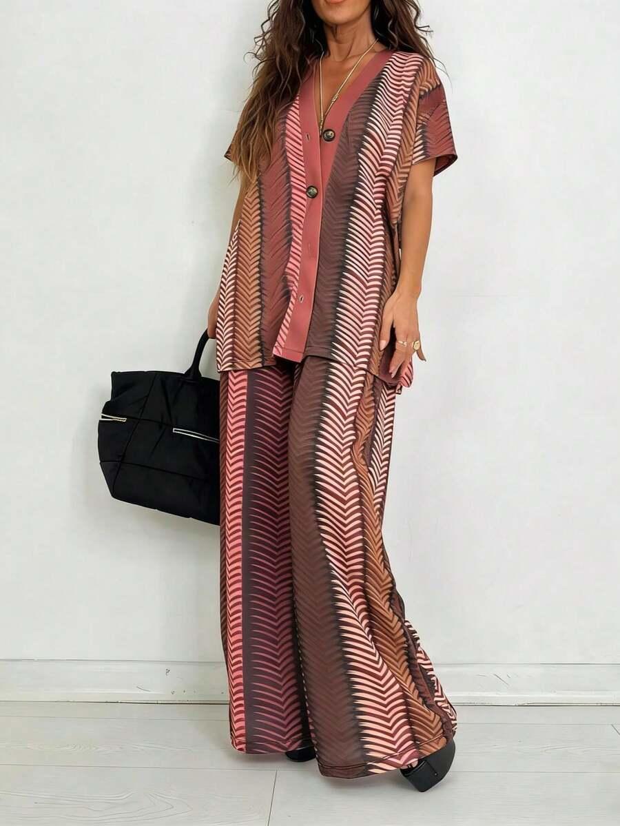 SHEIN KOMPLET BLUZKA SPODNIE WZÓR PK01__46