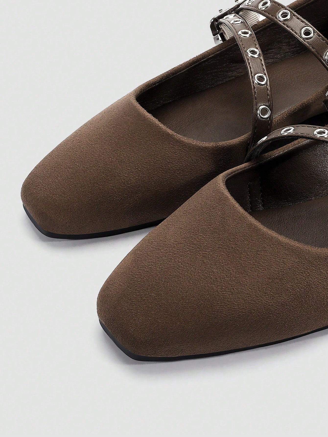 SHEIN BRĄZOWE BALERINY IMITACJA ZAMSZU S06__41