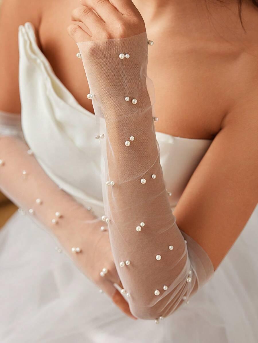 SHEIN BIAŁE RĘKAWICZKI ZDOBIENIE S07__UNIWERSALNY