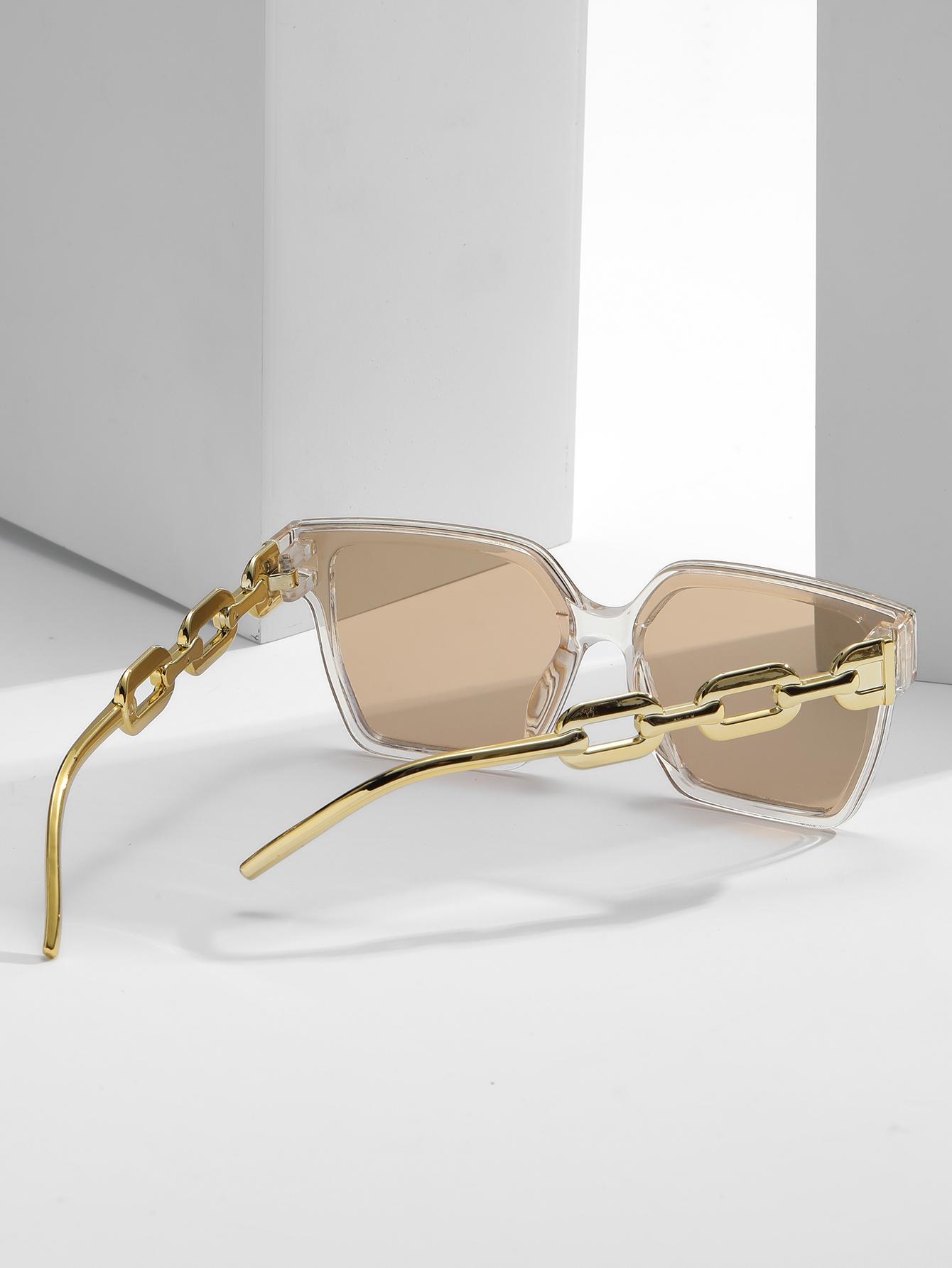SHEIN ZŁOTE OKULARY PRZECIWSŁONECZNE S07