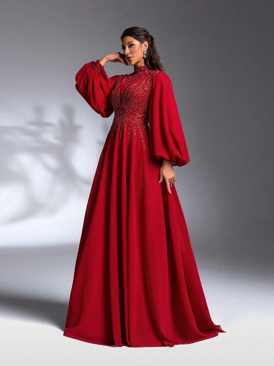 SHEIN ZDOBIONA MAXI SUKIENKA S06__S