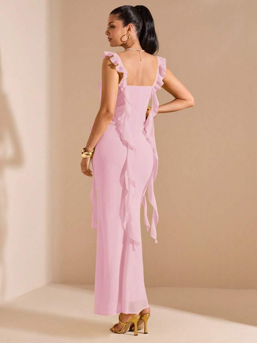 SHEIN RÓŻOWA MAXI SUKIENKA S06__S