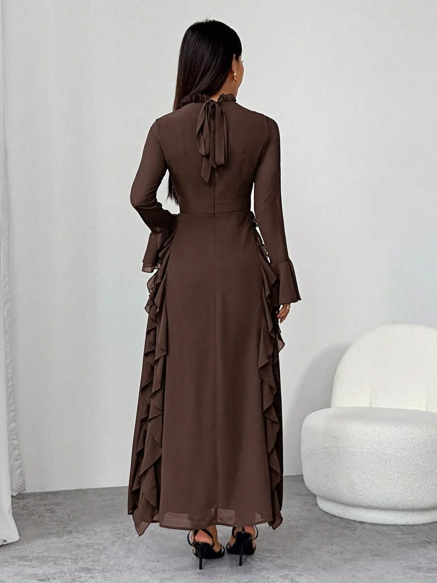 SHEIN BRĄZOWA MAXI SUKIENKA S06__M