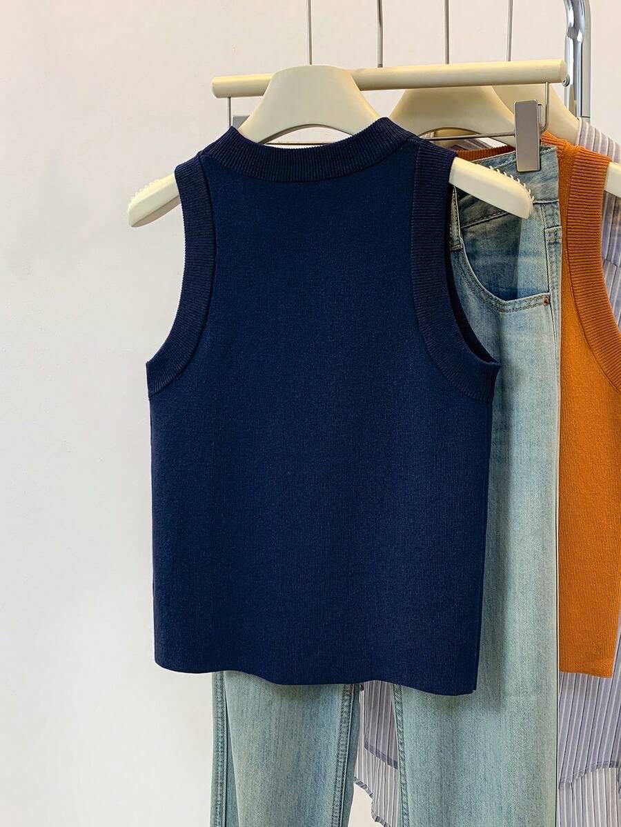 SHEIN GRANATOWY TOP DZIANINA S06__M
