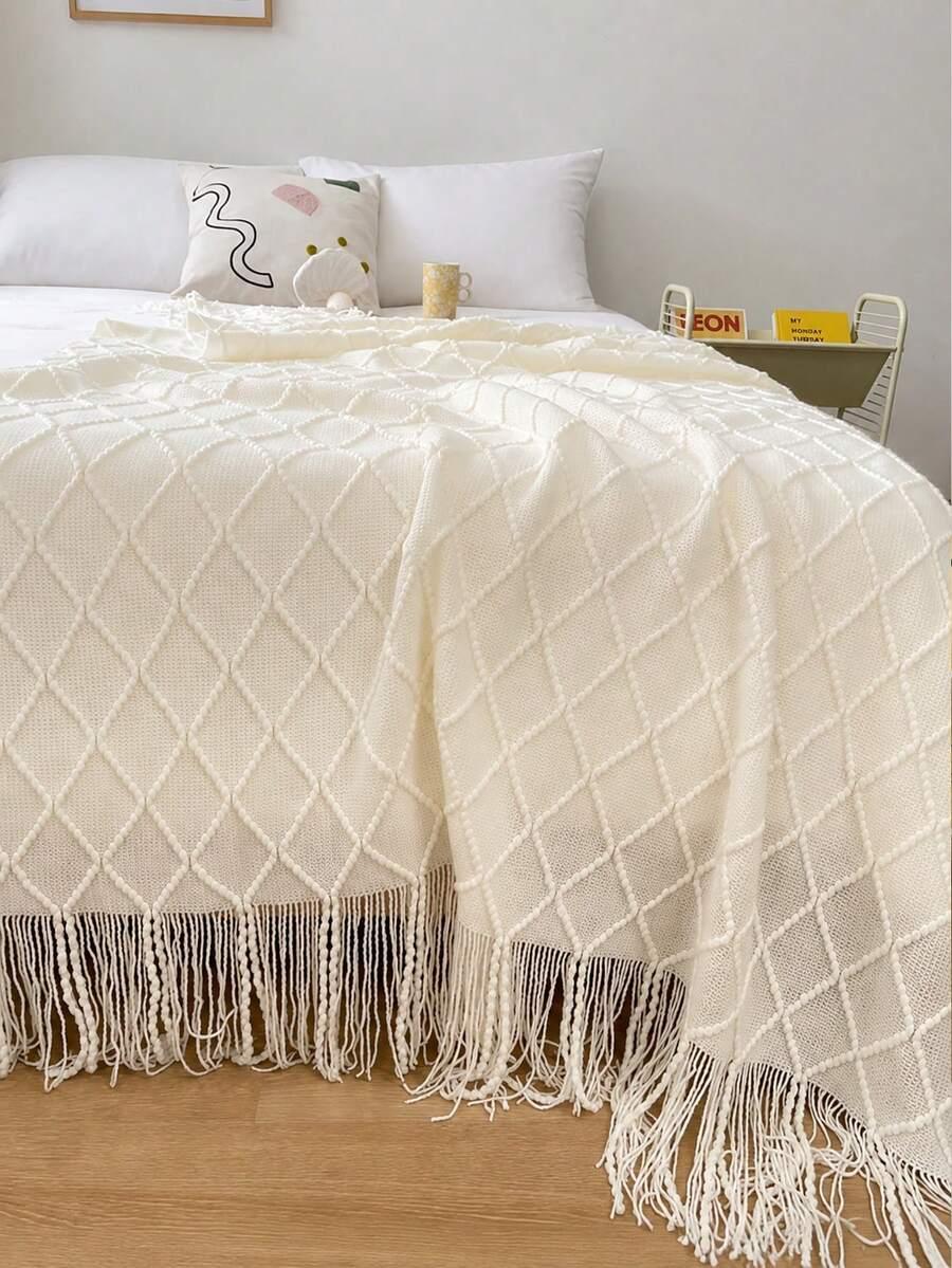 SHEIN BIAŁY KOC WZÓR S07__120X185