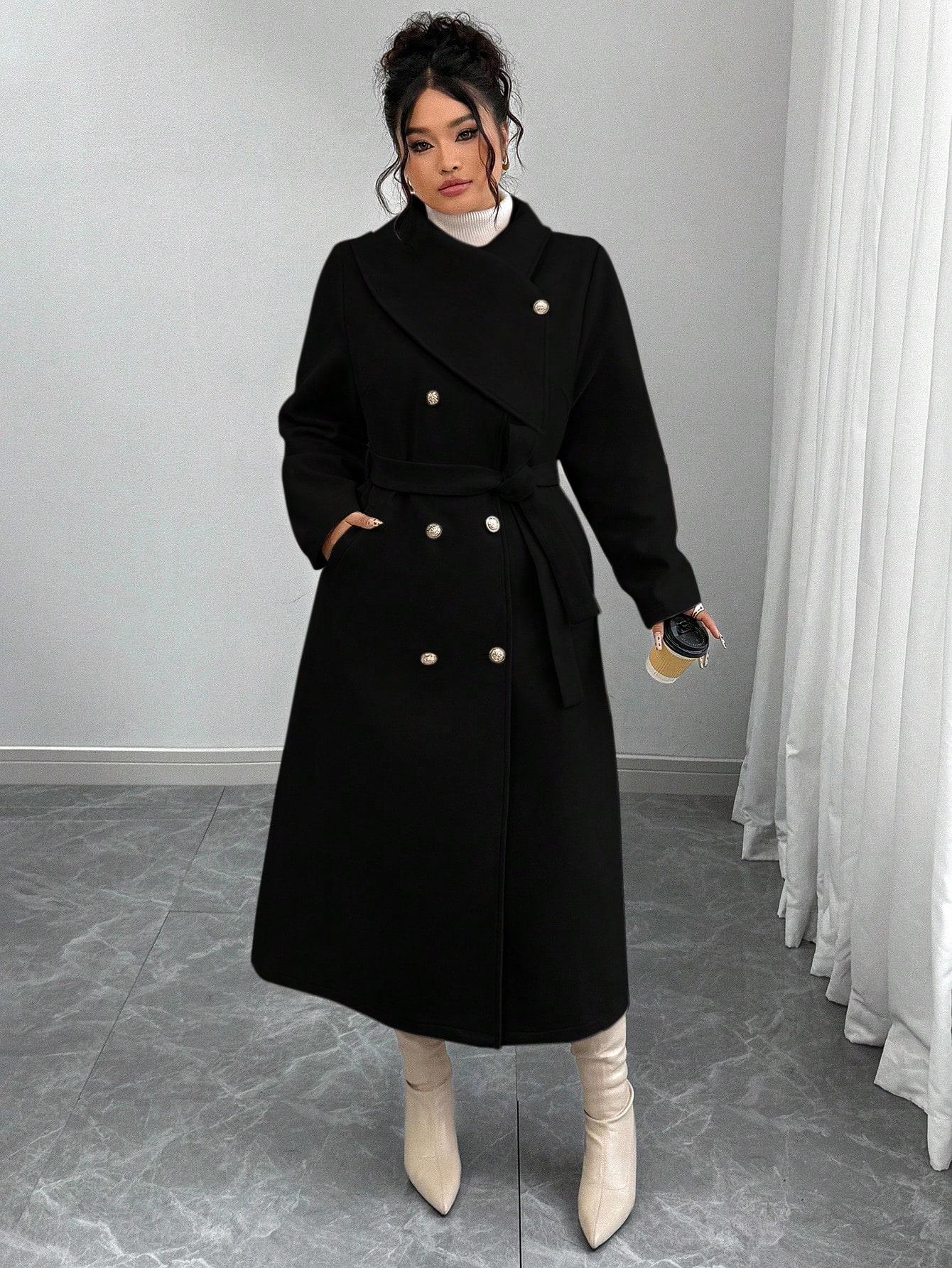 SHEIN CZARNY KLASYCZNY PŁASZCZ W01__48