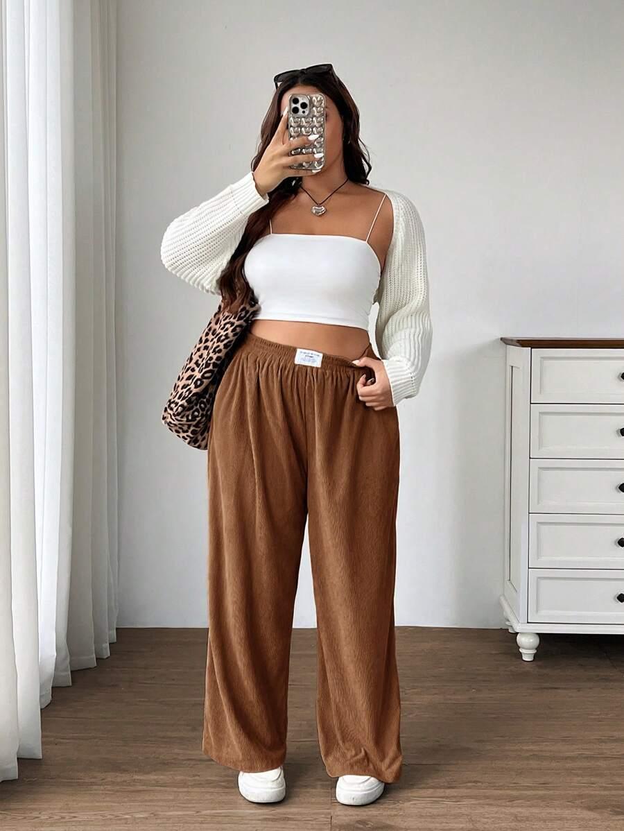 SHEIN BRĄZOWE SPODNIE CASUAL S06__52