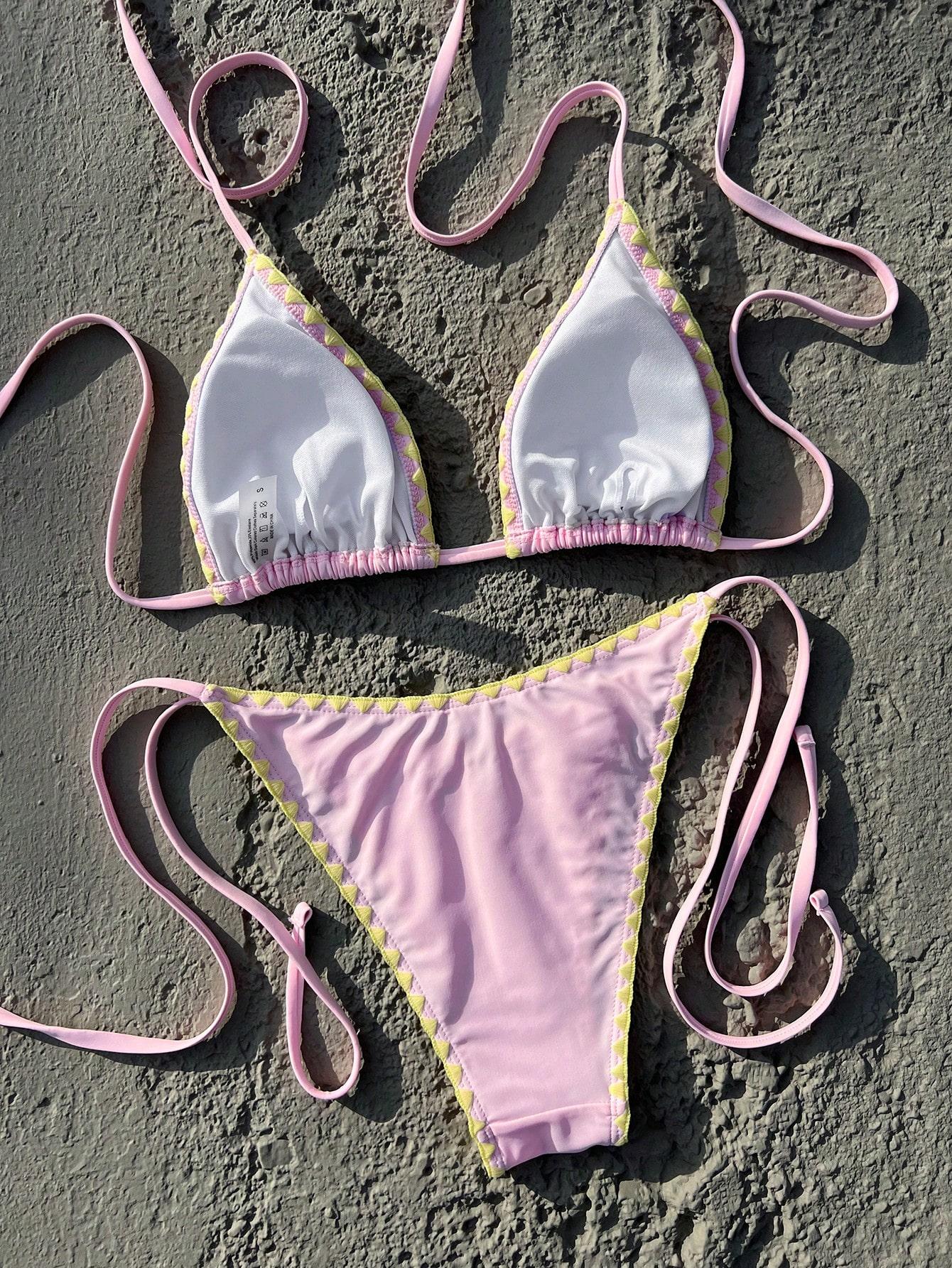 SHEIN RÓŻOWY DÓŁ OD BIKINI WIĄZANIE S09__S