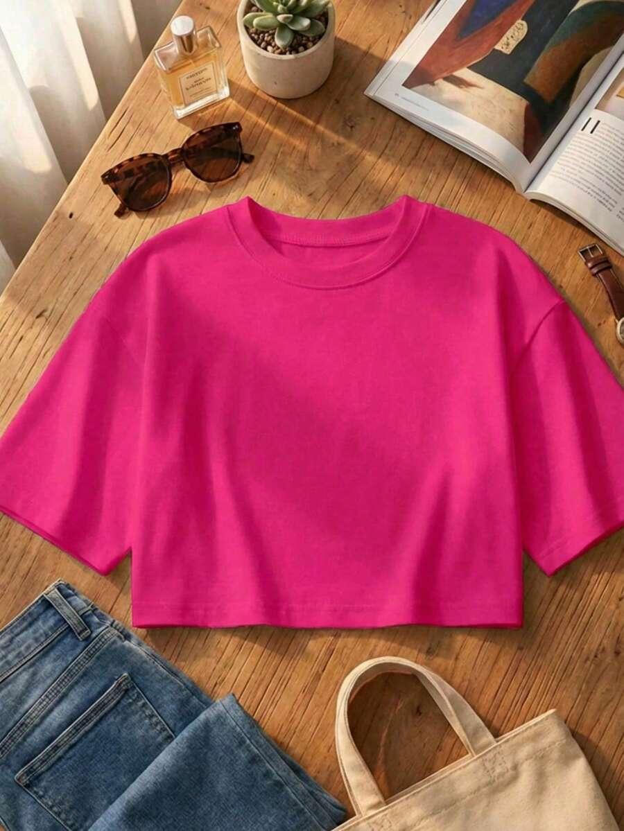 SHEIN RÓŻOWY T-SHIRT CASUAL S06__L