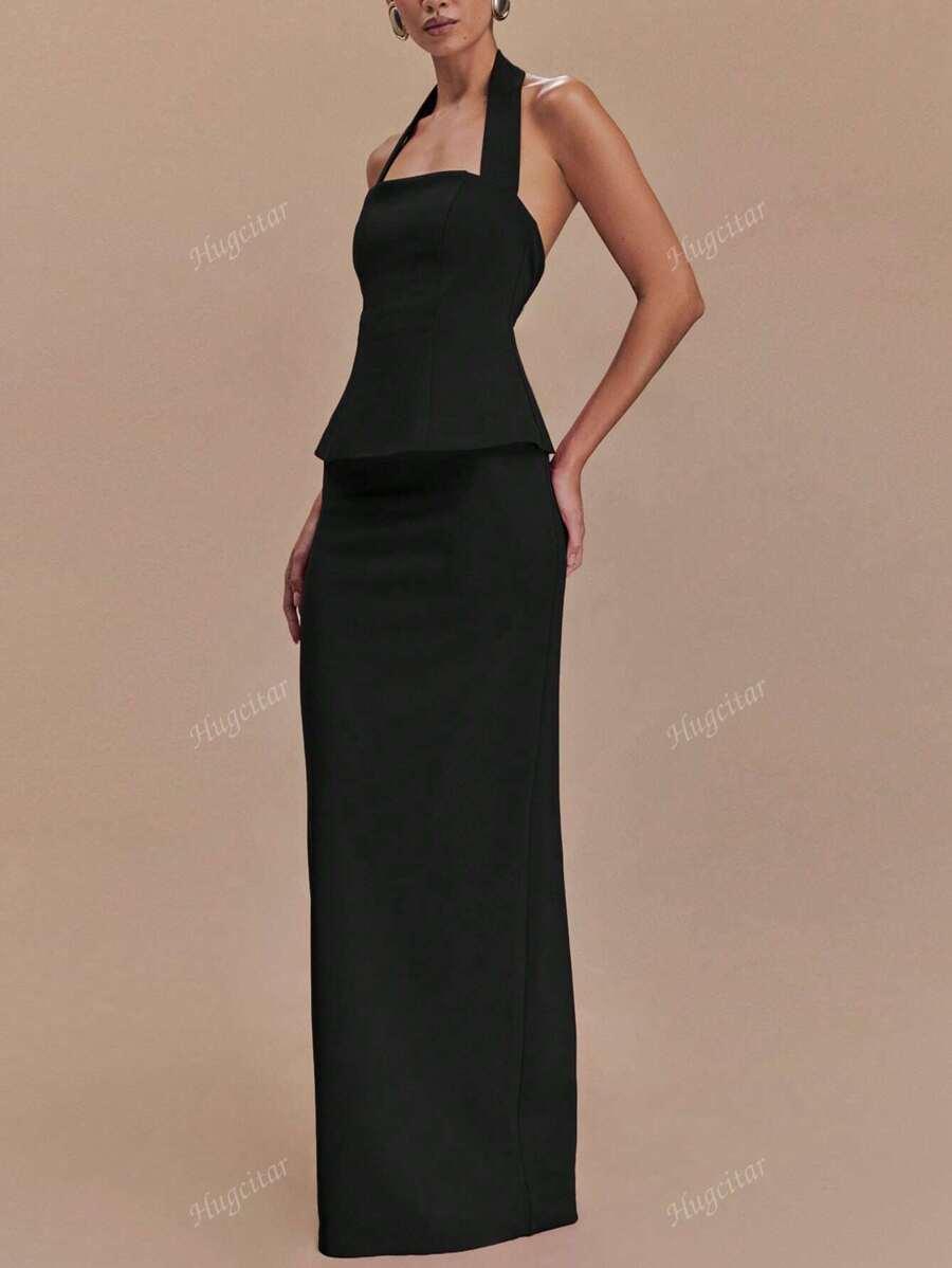 SHEIN CZARNA MAXI SPÓDNICA S06__XS