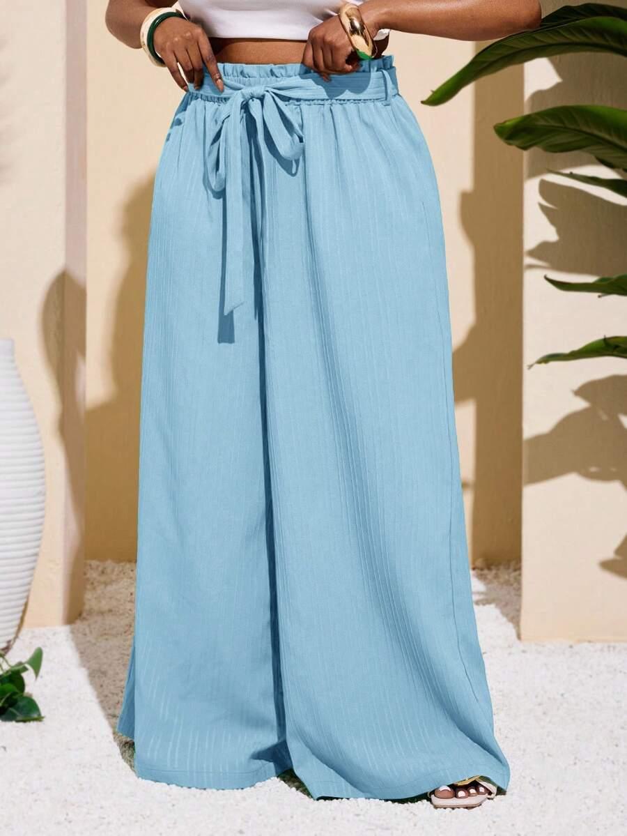 SLAYDIVA KREMOWE SPODNIE WIDE LEG TEKSTURA WYSOKI STAN PK01__XXL