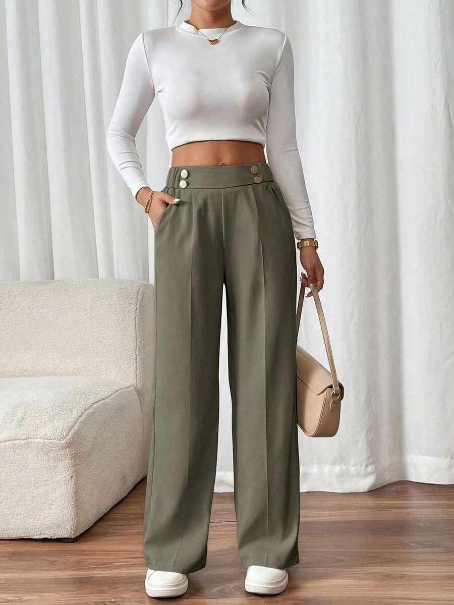 SHEIN ZIELONE SPODNIE CASUAL S06__S