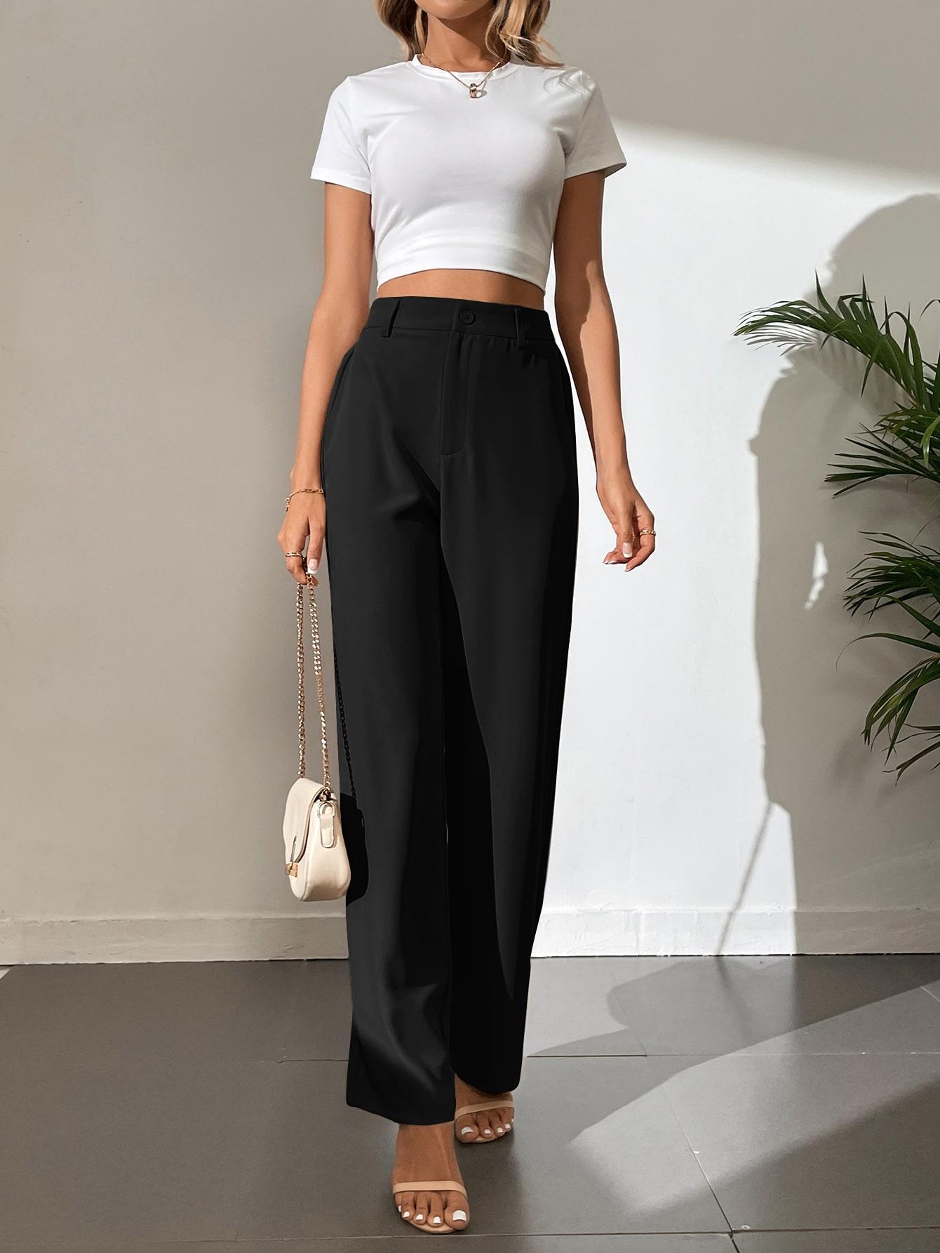 SHEIN CZARNE SPODNIE PROSTA NOGAWKA S06__XS