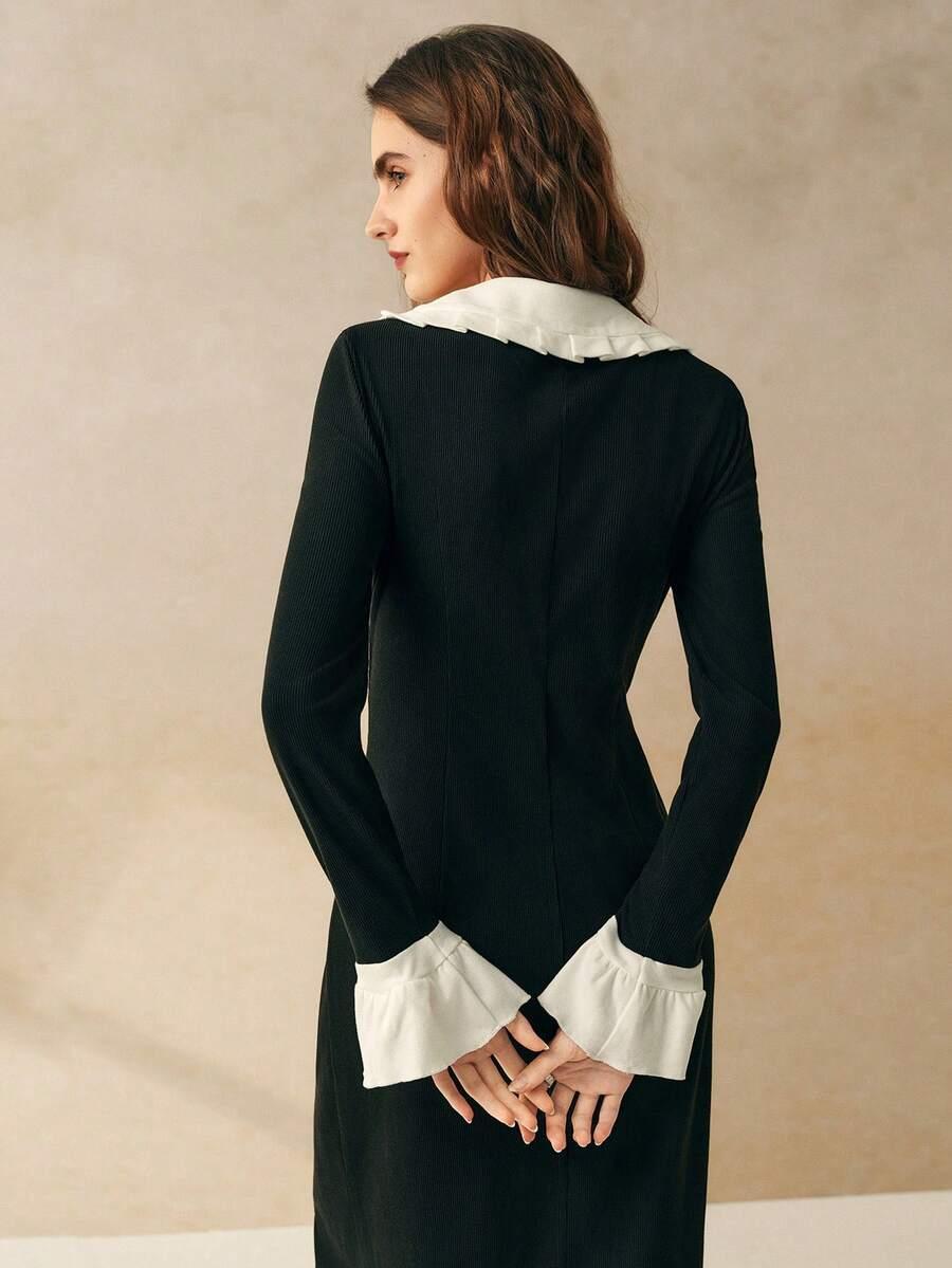 SHEIN CZARNA MIDI SUKIENKA S06__L