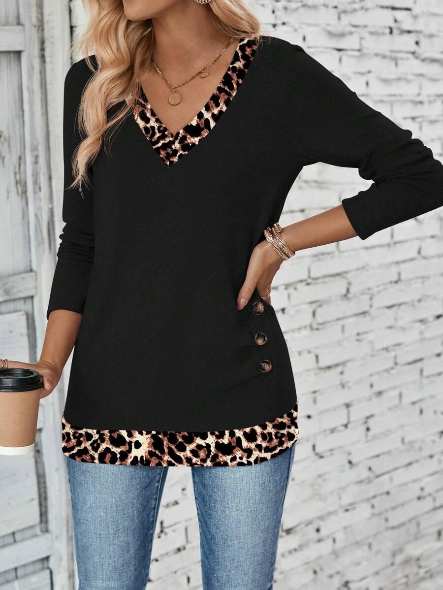 SHEIN CZARNA BLUZKA ANIMAL PRINT S06__M