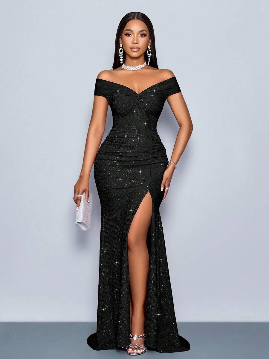 SHEIN CZARNA MAXI SUKIENKA ODKRYTE PLECY S06__S