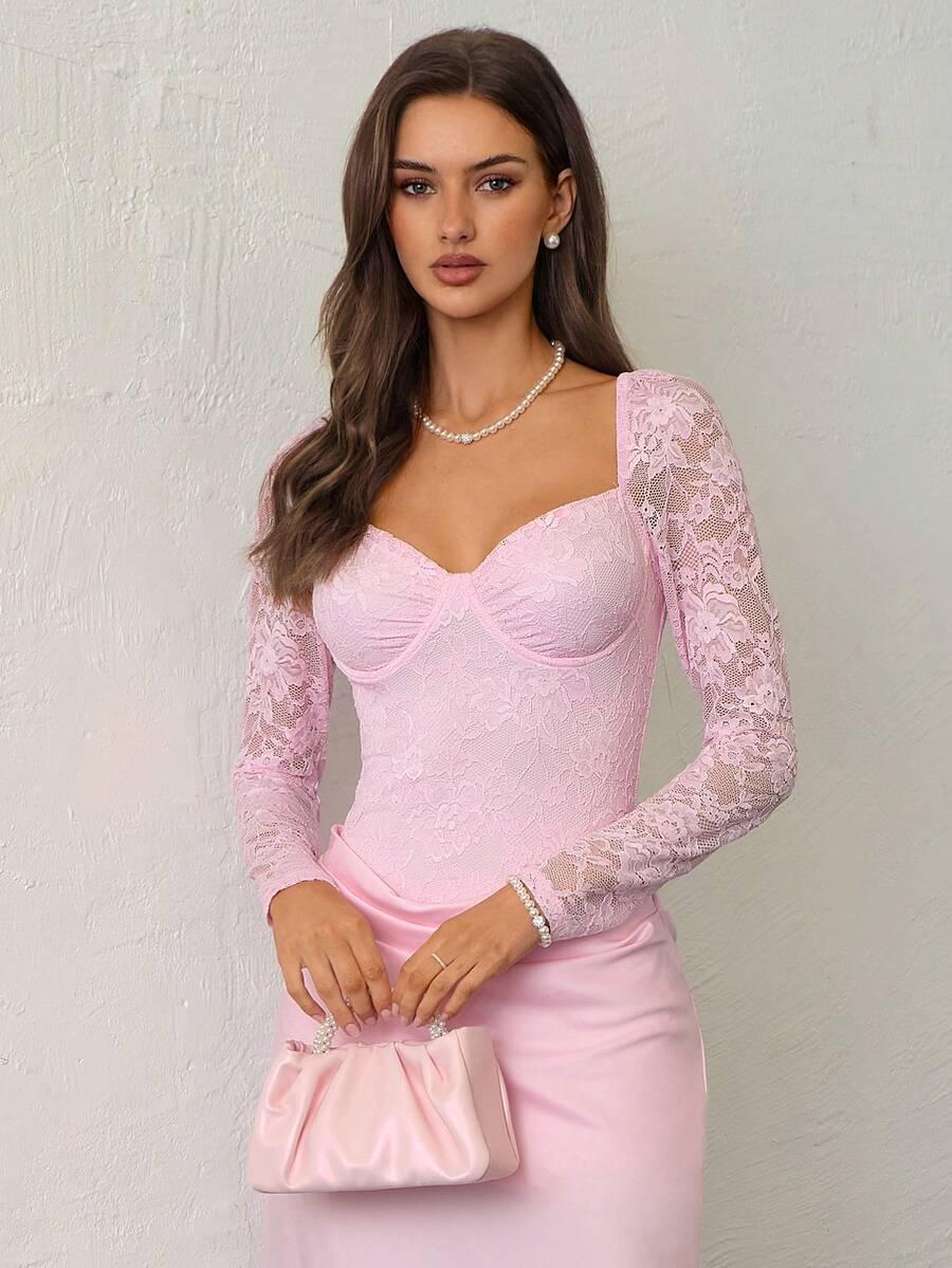 SHEIN RÓŻOWA SUKIENKA ŁĄCZENIE KORONKA S06__M