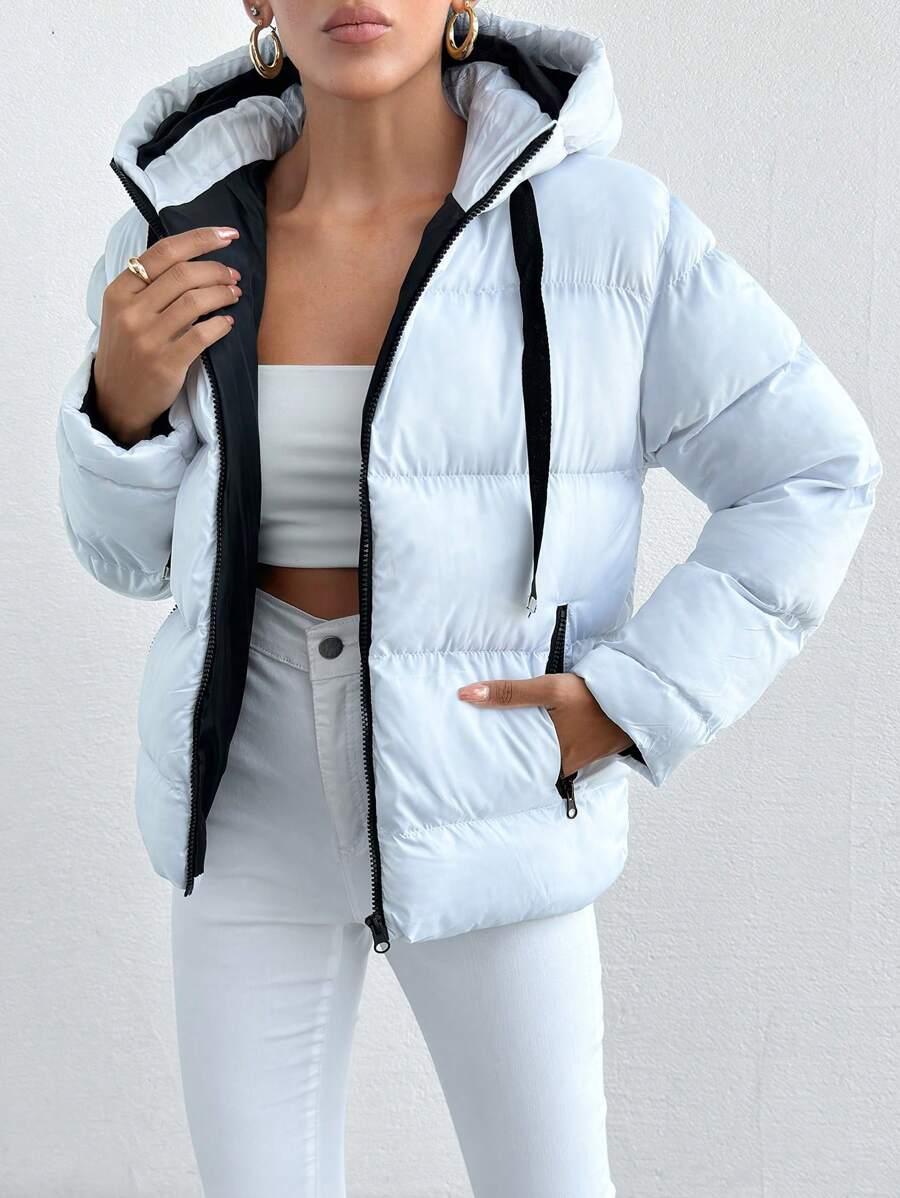 SHEIN BIAŁA PIKOWANA KURTKA W01__L