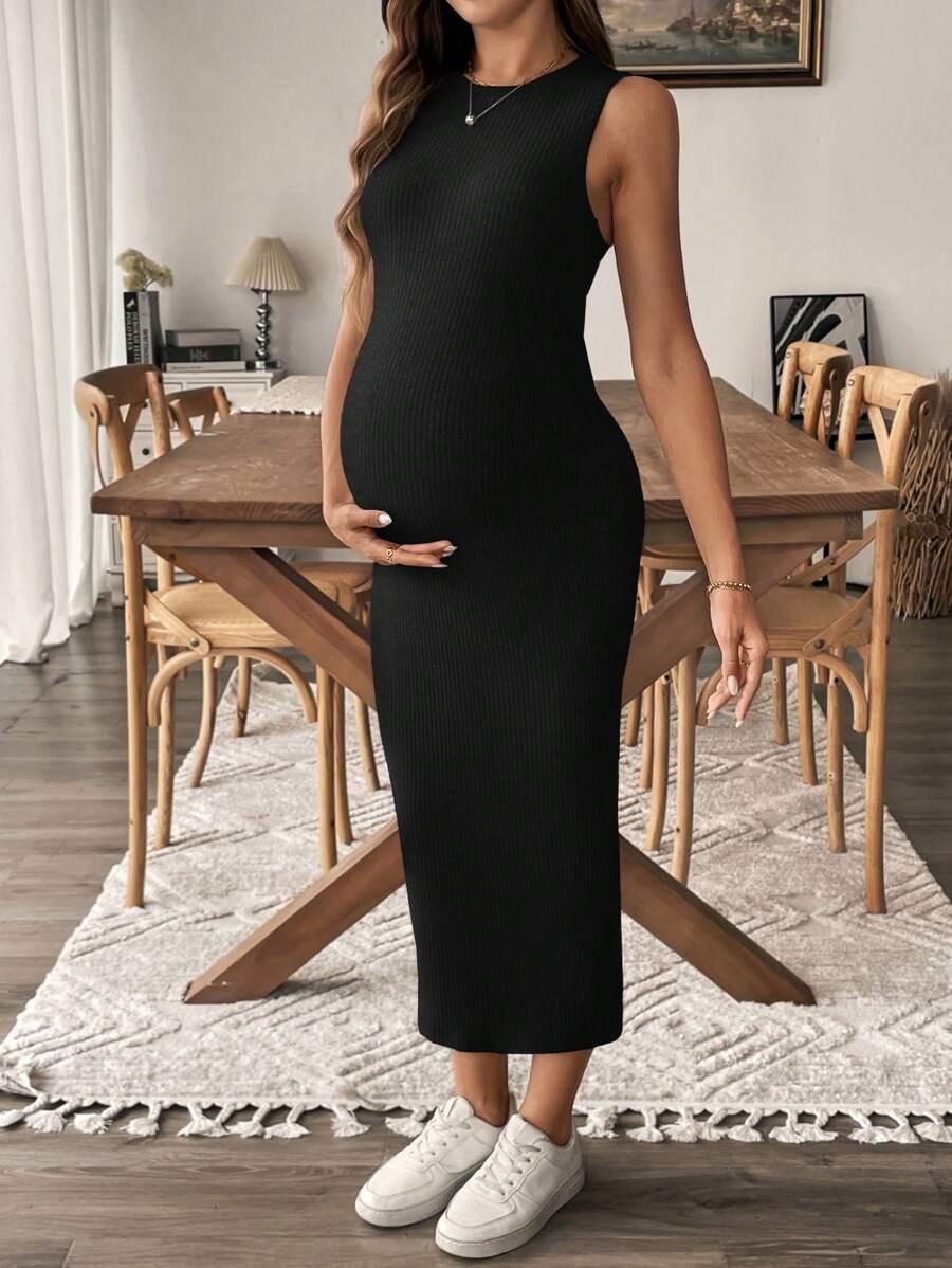 SHEIN CZARNA MIDI SUKIENKA CIĄŻOWA S06__L