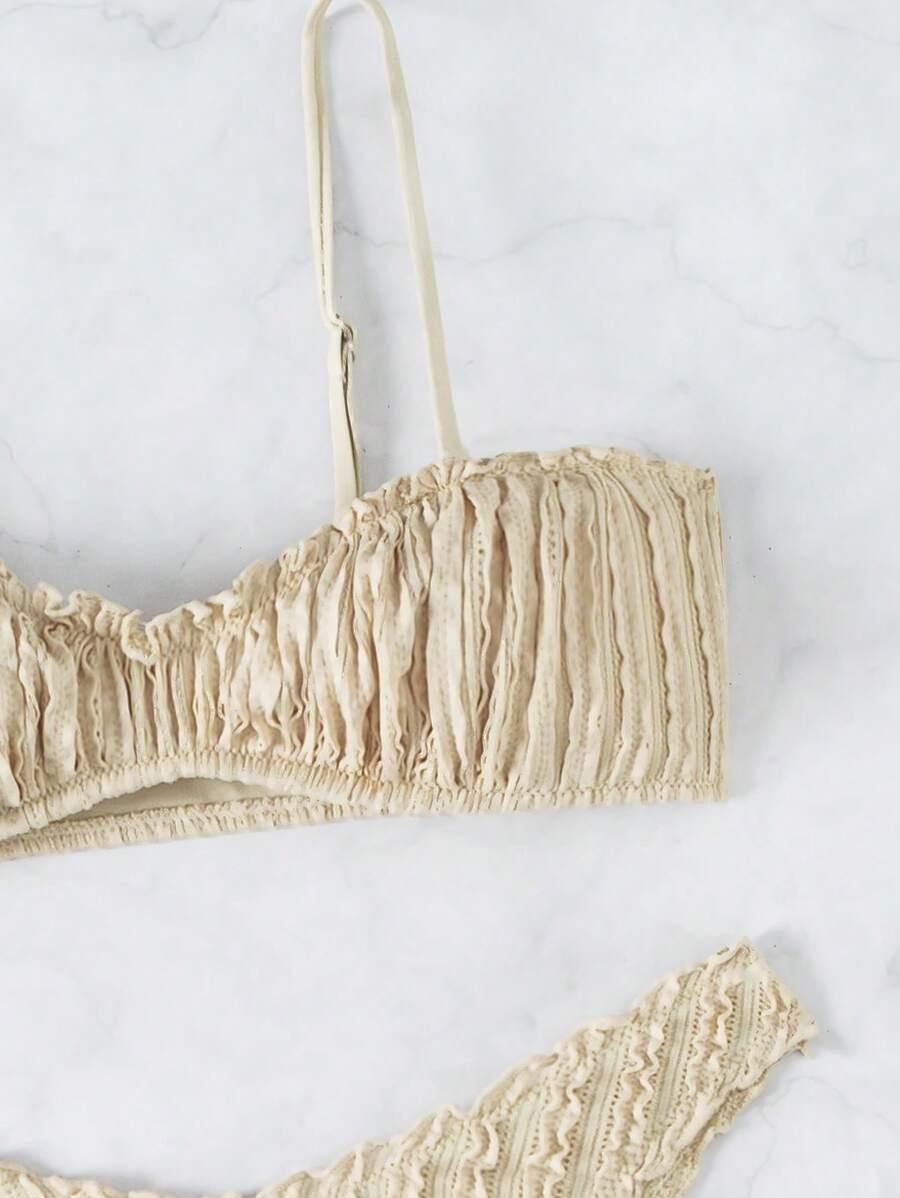 SHEIN BEŻOWY DWUCZĘŚCIOWY STRÓJ KĄPIELOWY S09__XL