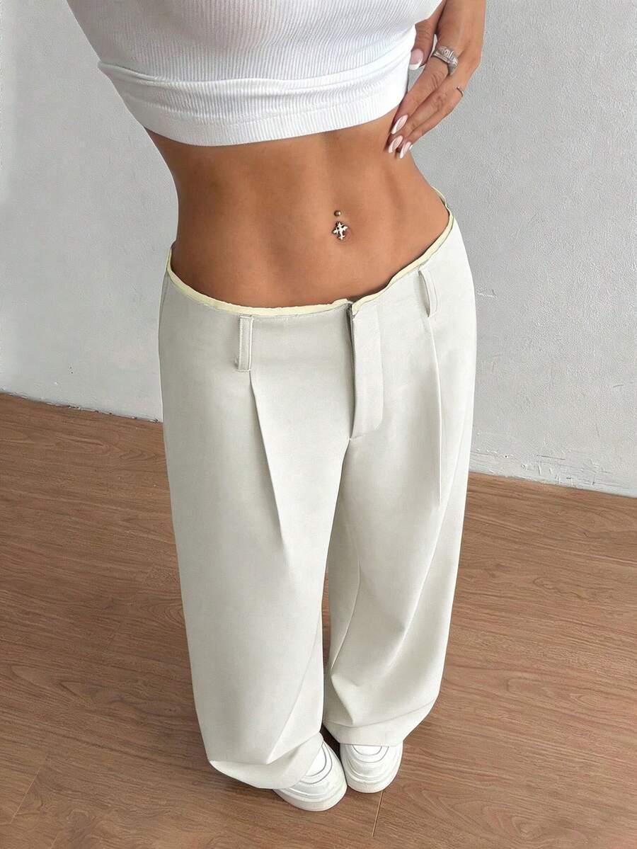 SHEIN BIAŁE PROSTE SPODNIE S06__L