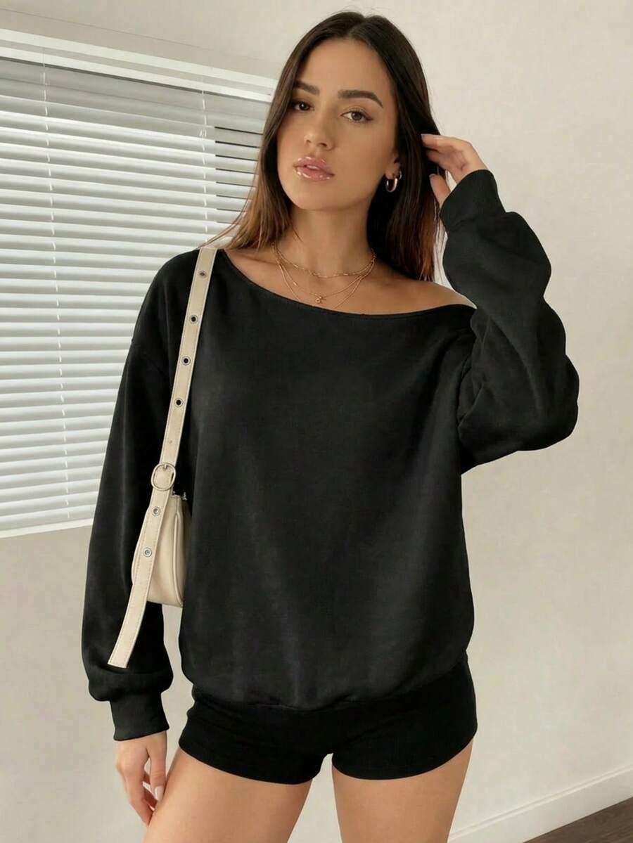 SHEIN CZARNA BLUZA DŁUGI RĘKAW S06__XL
