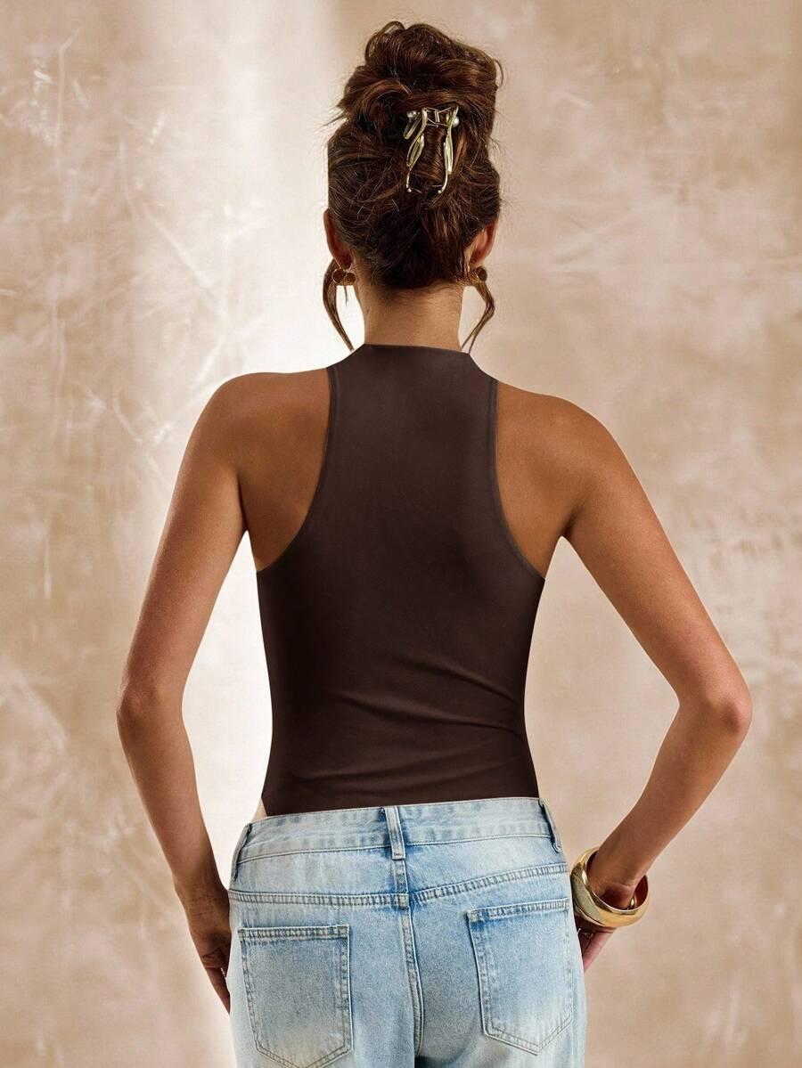SHEIN BRĄZOWE BODY BEZ RĘKAWÓW S06__M