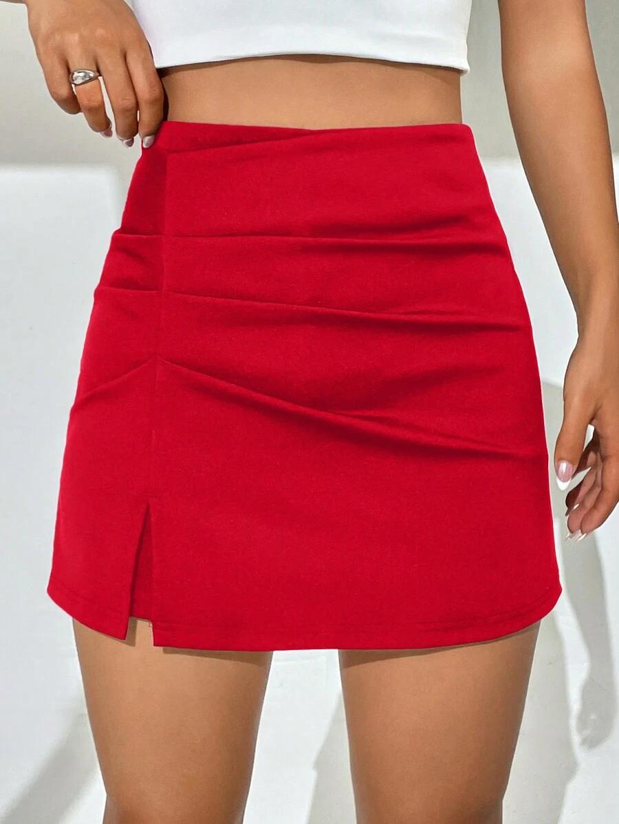 SHEIN CZERWONA MINI SPÓDNICA S06__L