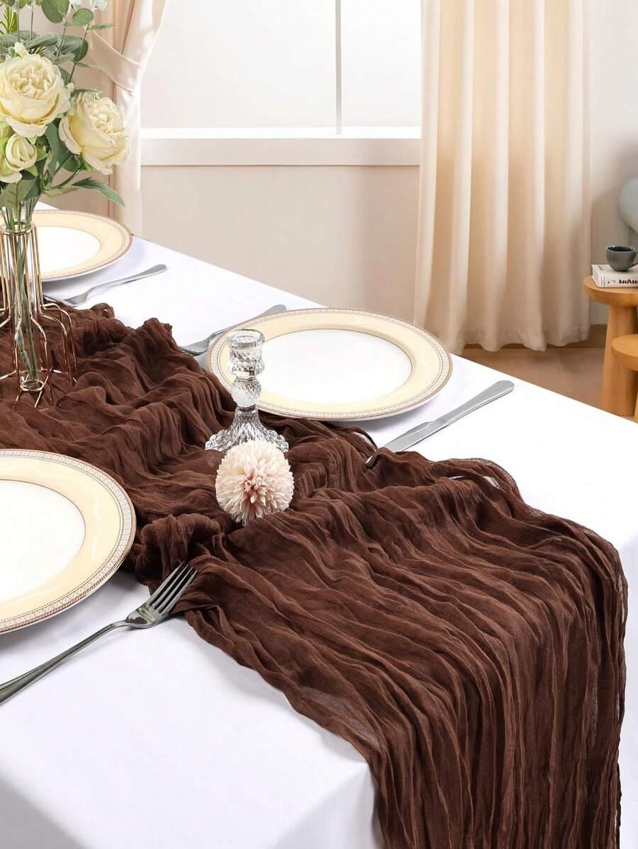 SHEIN BRĄZOWY PLISOWANY BIEŻNIK S07__90X300