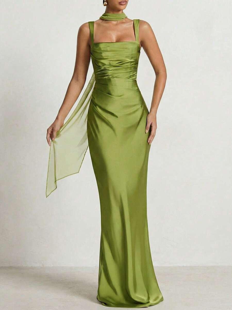 SHEIN ZIELONA MAXI SUKIENKA S06__S