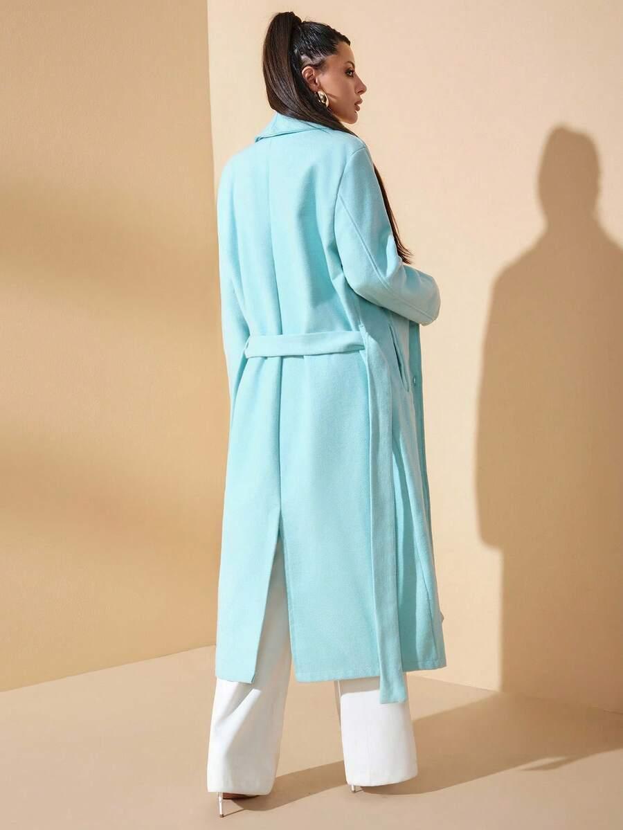 SHEIN NIEBIESKI PŁASZCZ GUZIKI W01__S