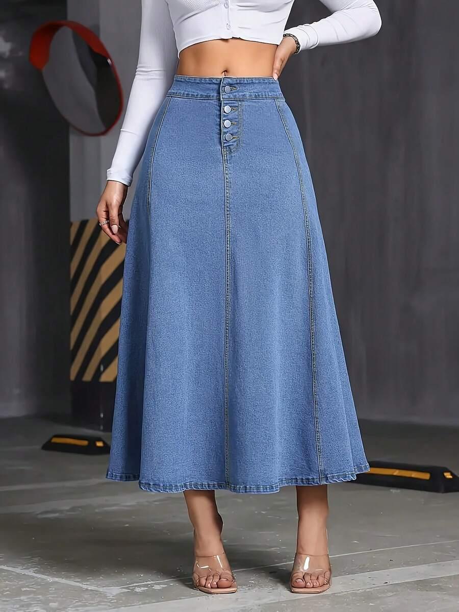 SHEIN NIEBIESKA MAXI SPÓDNICA S06__XL