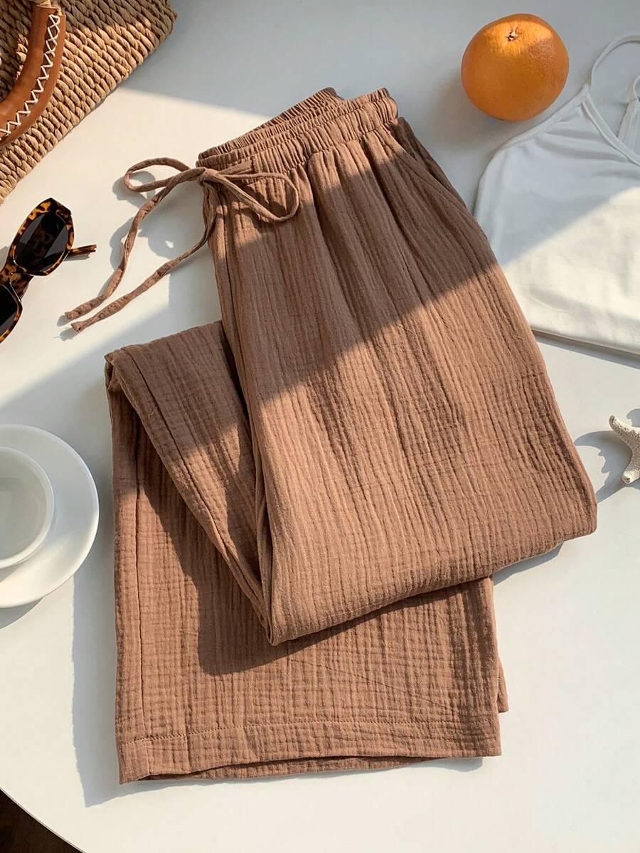 COMFORTCANA BRĄZOWE SPODNIE CASUAL S09__XS