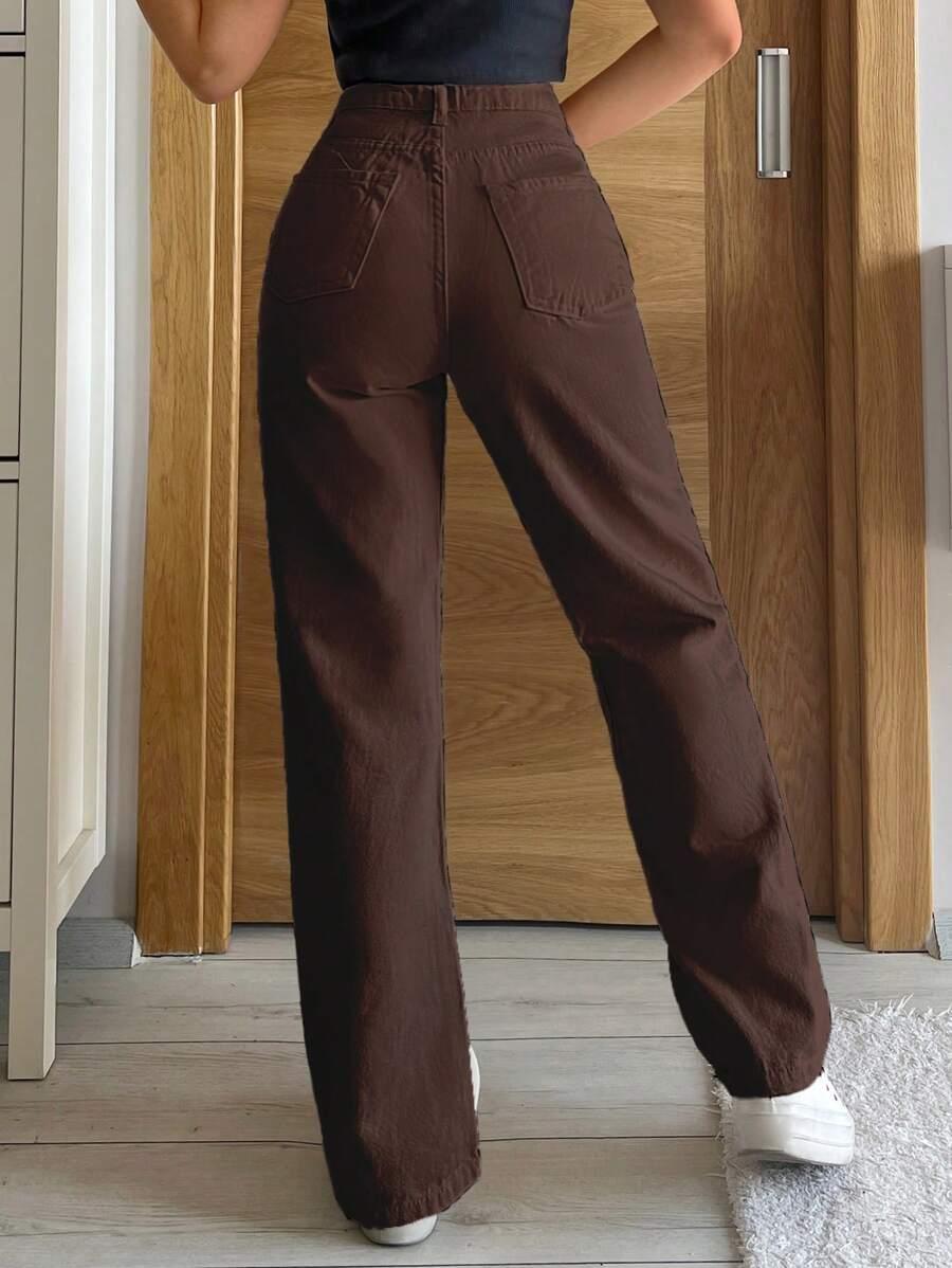 SHEIN BRĄZOWE SPODNIE JEANS