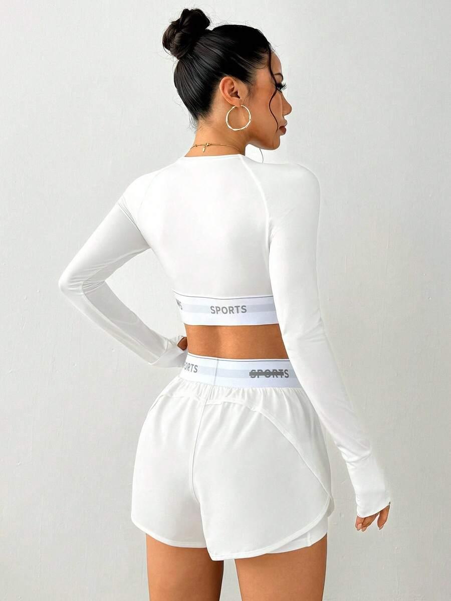 SHEIN BIAŁY CROP TOP DŁUGI RĘKAW S06__M